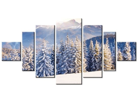 Obraz Zima w górach, 7 elementów, 200x100 cm Oobrazy