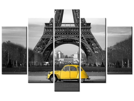 Obraz Żółte autko, 5 elementów, 100x63 cm Oobrazy
