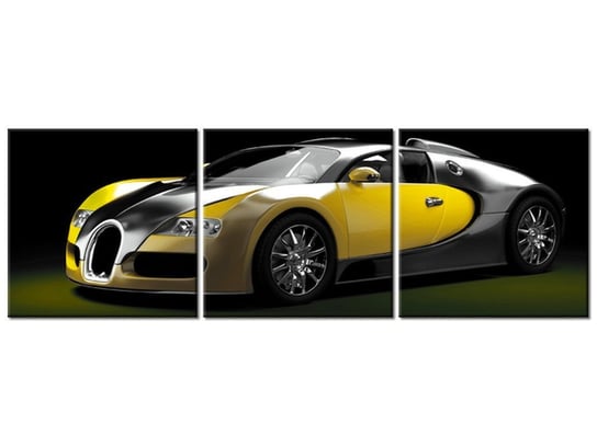 Obraz Żółte Bugatti Veyron, 3 elementy, 90x30 cm Oobrazy