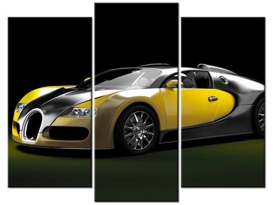 Obraz Żółte Bugatti Veyron, 3 elementy, 90x70 cm Oobrazy