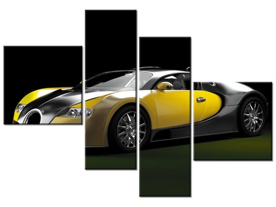 Obraz Żółte Bugatti Veyron, 4 elementy, 100x70 cm Oobrazy