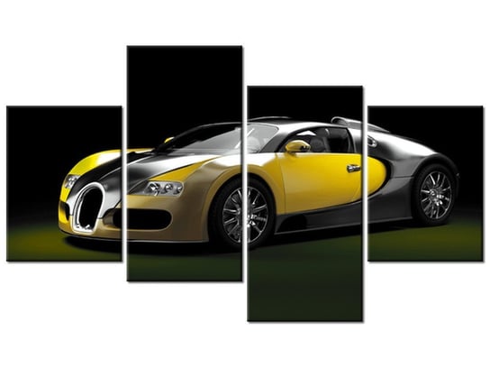 Obraz Żółte Bugatti Veyron, 4 elementy, 120x70 cm Oobrazy