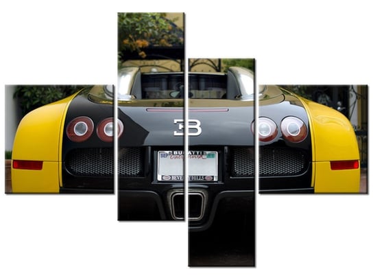 Obraz Żółte Bugatti Veyron - Axion23, 4 elementy, 130x90 cm Oobrazy