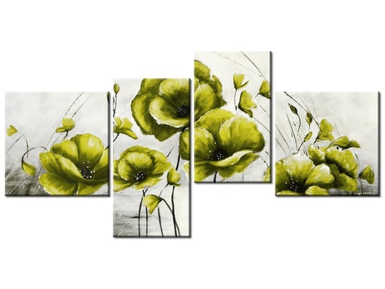 Obraz Żółte Maki, 4 elementy, 140x70 cm Oobrazy