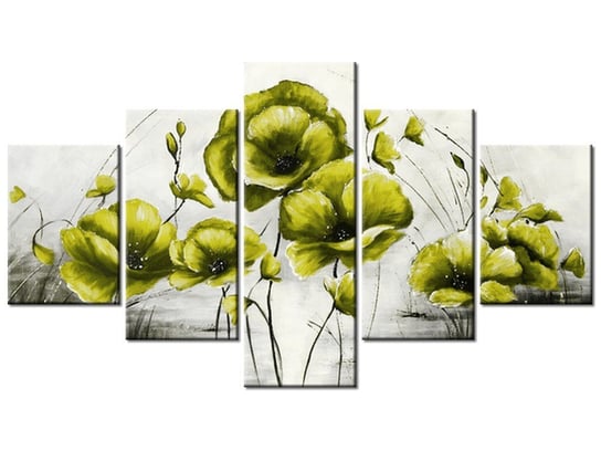 Obraz Żółte Maki, 5 elementów, 125x70 cm Oobrazy