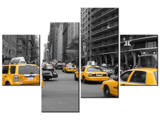Obraz Żółte taksówki - CJ Isherwood, 4 elementy, 120x80 cm Oobrazy