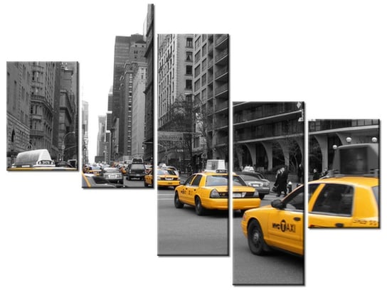 Obraz Żółte taksówki - CJ Isherwood, 5 elementów, 100x75 cm Oobrazy