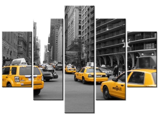 Obraz Żółte taksówki - CJ Isherwood, 5 elementów, 150x105 cm Oobrazy