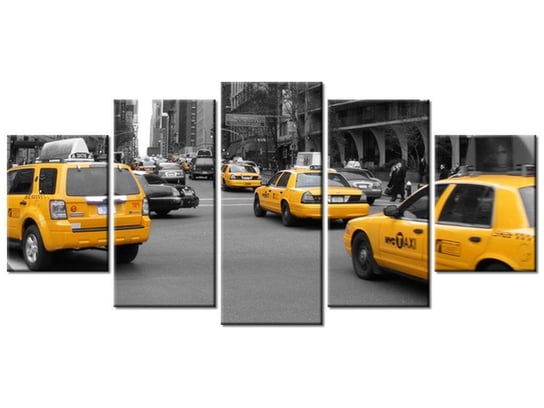 Obraz Żółte taksówki - CJ Isherwood, 5 elementów, 150x70 cm Oobrazy