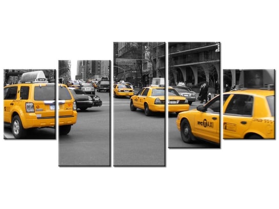 Obraz Żółte taksówki - CJ Isherwood, 5 elementów, 150x70 cm Oobrazy