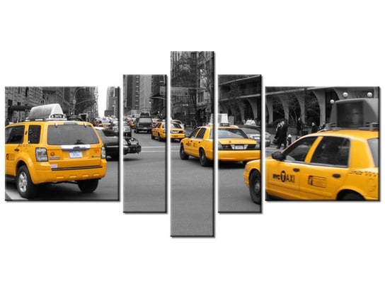 Obraz Żółte taksówki - CJ Isherwood, 5 elementów, 160x80 cm Oobrazy