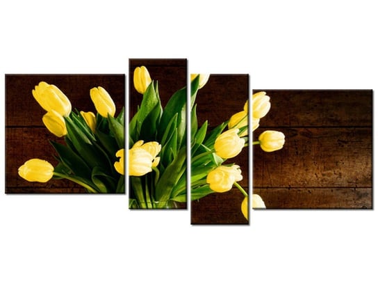 Obraz Żółte tulipany, 4 elementy, 120x55 cm Oobrazy