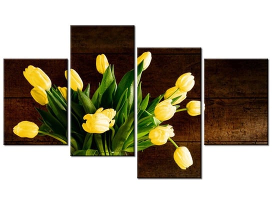 Obraz Żółte tulipany, 4 elementy, 120x70 cm Oobrazy