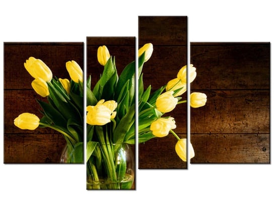 Obraz Żółte tulipany, 4 elementy, 130x85 cm Oobrazy