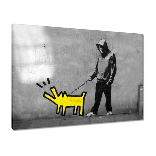 Obraz Żółty piesek Banksy LOL, 70x50cm ZeSmakiem