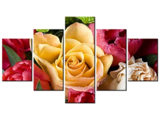 Obraz Zroszona róża, 5 elementów, 125x70 cm Oobrazy