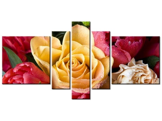 Obraz Zroszona róża, 5 elementów, 160x80 cm Oobrazy