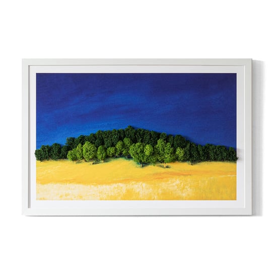 Obrazek 3D z Chrobotkiem Naturalnym - Krajobraz niebiesko żółty - 60x40 cm Tulup