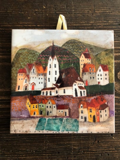 Obrazek ceramiczny, miasteczko II, pokój dziecięcy, malarstwo artystyczne Artsklep