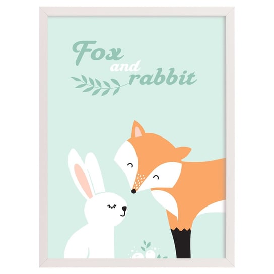 Obrazek Forest Friends fox&rabbit 30x40cm, 30x40cm Yellow Tipi