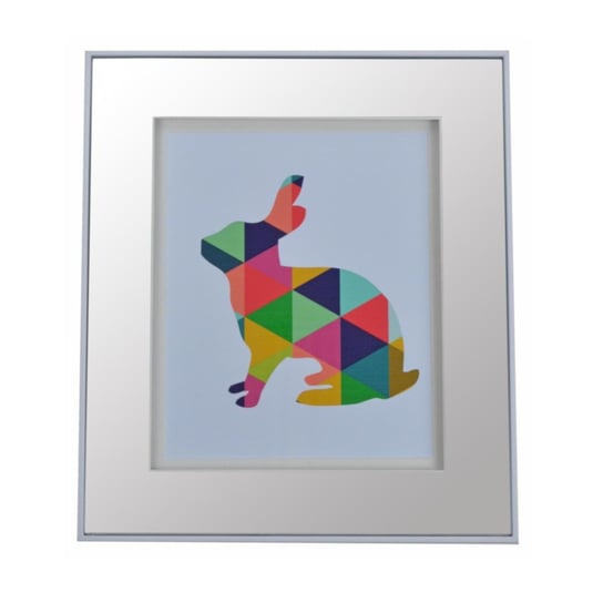 Obrazek z królikiem w lustrzanej ramie Lapiti 30x50 cm Duwen