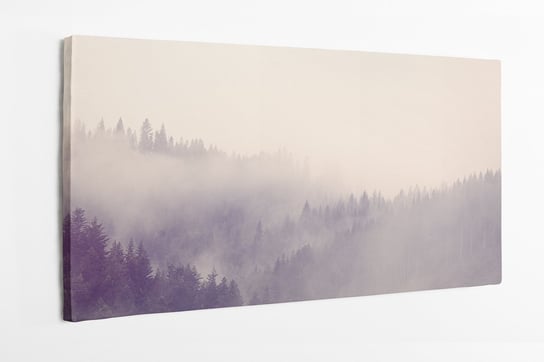 Obrazy na płótnie HOMEPRINT, zamglony, mglisty las, poranek, widok z góry 120x50 cm HOMEPRINT