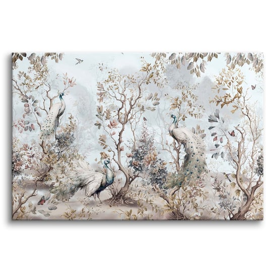Obrazy na płótnie obraz na ścianę do salonu drzewa pawie ptaki 80x120cm Naklejkomania