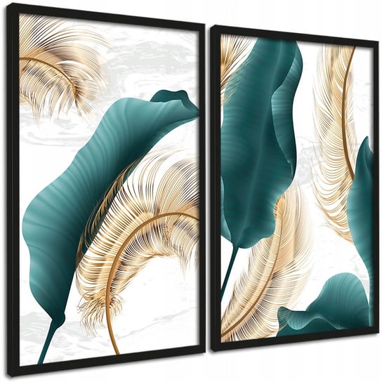 Obrazy nowoczesne grafiki 2 sztuki dekoracje wnętrza +. ramka 45x65 cm PosterPlanet