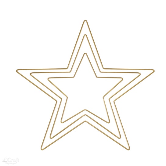 Obręcz metalowa, gwiazda, złota, 3 szt. Rayher