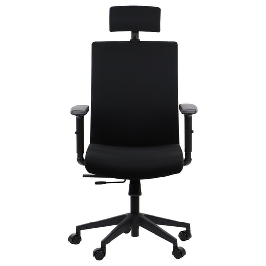 Obrotowe ergonomiczne krzesło biurowe RIVERTON F/H, czarny, wysuw siedziska, mechanizm synchro, regulowane podłokietniki i zagłówek Stema