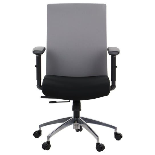 Obrotowe ergonomiczne krzesło biurowe RIVERTON F/L/AL, czarny/szary, mechanizm synchro, podstawa aluminiowa, regulowane podłokietniki Stema