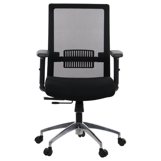 Obrotowe ergonomiczne krzesło biurowe RIVERTON M/L/AL, czarny, mechanizm synchro, podstawa aluminiowa, regulowane podłokietniki Stema