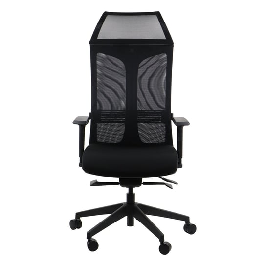 Obrotowe ergonomiczne krzesło biurowe RYDER, czarny, synchroniczny mechanizm samoważący, wysuw siedziska, regulowane podłokietniki Stema
