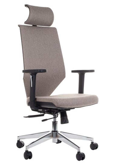 Obrotowe ergonomiczne krzesło biurowe ZN-805-C, wysuw siedziska, podstawa aluminiowa, regulowane podłokietniki i oparcie, tkanina nr 9 Stema