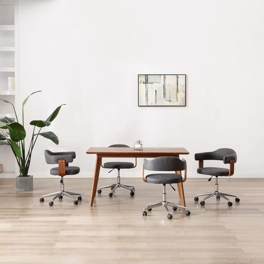 Obrotowe krzesła stołowe, 4 szt., szare, gięte drewno i tkanina vidaXL