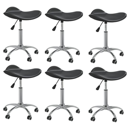 Obrotowe krzesła stołowe, 6 szt., czarne, sztuczna skóra vidaXL