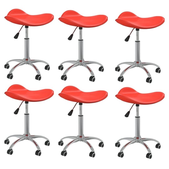 Obrotowe krzesła stołowe, 6 szt., czerwone, sztuczna skóra vidaXL