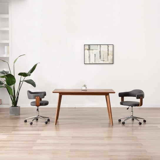 Obrotowe krzesła stołowe vidaXL, 2 szt., szare, gięte drewno i tkanina vidaXL