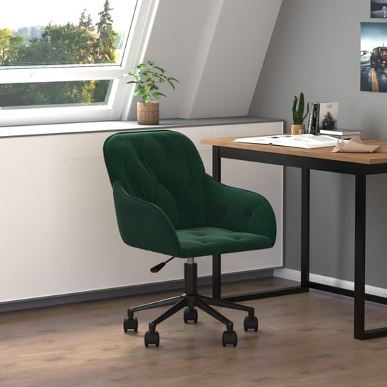 Obrotowe krzesło biurowe, ciemnozielone, tapicerowane aksamitem vidaXL