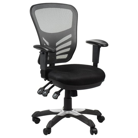 Obrotowe krzesło biurowe HG-0001, szary, podstawa nylonowa, oparcie siatkowe Stema