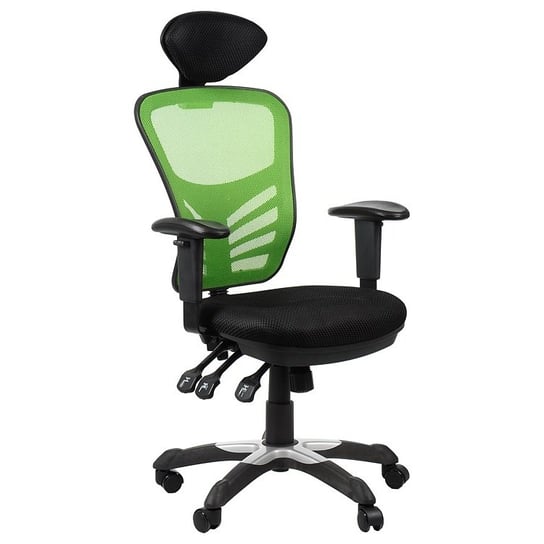 Obrotowe krzesło biurowe HG-0001H- zielony, podstawa nylonowa, zagłówek Stema
