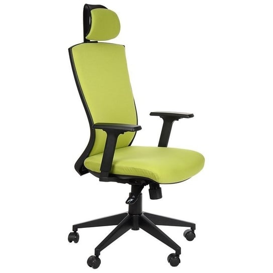 Obrotowe krzesło biurowe HG-0004F, zielony, podstawa nylonowa, zagłówek Stema