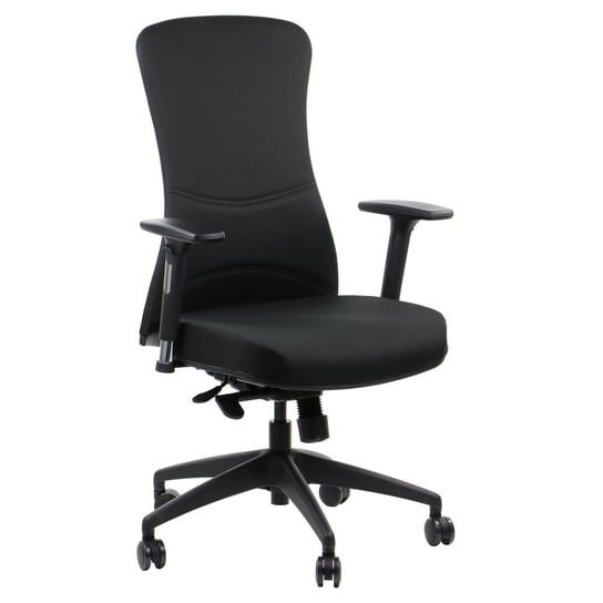 Obrotowe krzesło biurowe KENTON, czarny, wysuw siedziska, mechanizm synchro, regulowane podłokietniki Stema