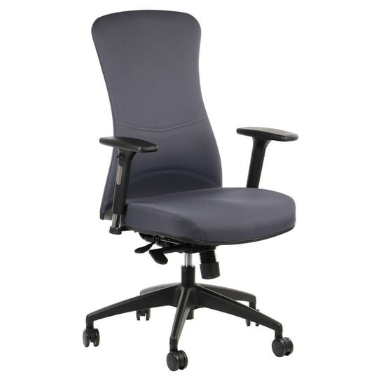 Obrotowe krzesło biurowe KENTON, szary, wysuw siedziska, mechanizm synchro, regulowane podłokietniki Stema