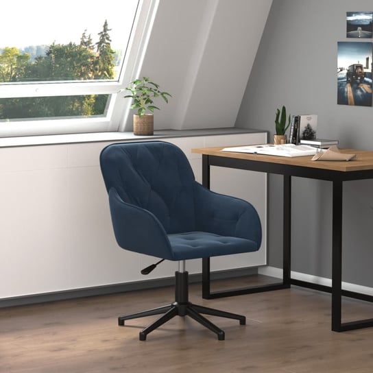 Obrotowe krzesło biurowe, niebieskie, tapicerowane aksamitem vidaXL