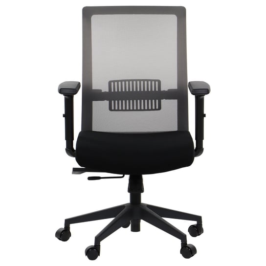 Obrotowe krzesło biurowe RIVERTON M/L, czarny/szary, regulowane podłokietniki, wysuw siedziska, oparcie siatkowe, podstawa nylonowa Stema
