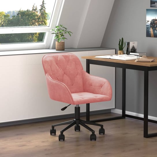 Obrotowe krzesło biurowe, różowe, tapicerowane aksamitem vidaXL