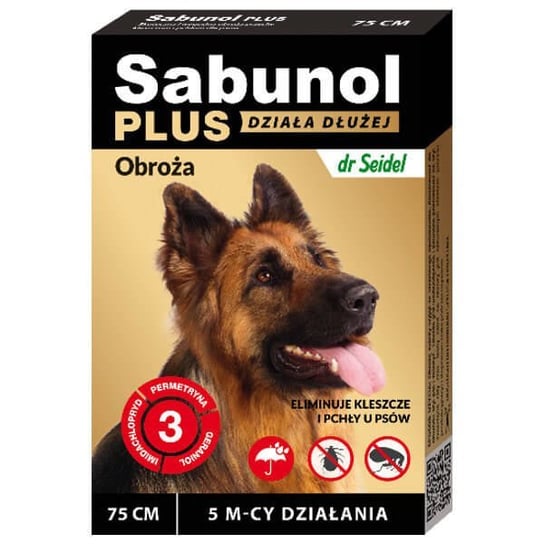 Obroża przeciw kleszczom i pchłom dla psa DR. SEIDEL Sabunol Plus, brązowa, 75 cm DermaPharm