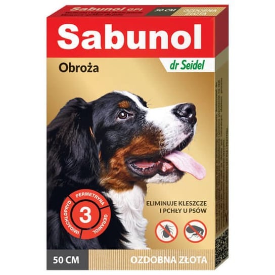 Obroża przeciw kleszczom i pchłom dla psa DR. SEIDEL Sabunol, złota, 50 cm Dr Seidel