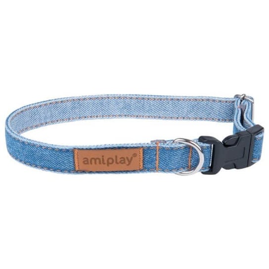 Obroża regulowana dla psa AMIPLAY Denim, niebieska, rozmiar L, 35-50 cm Amiplay